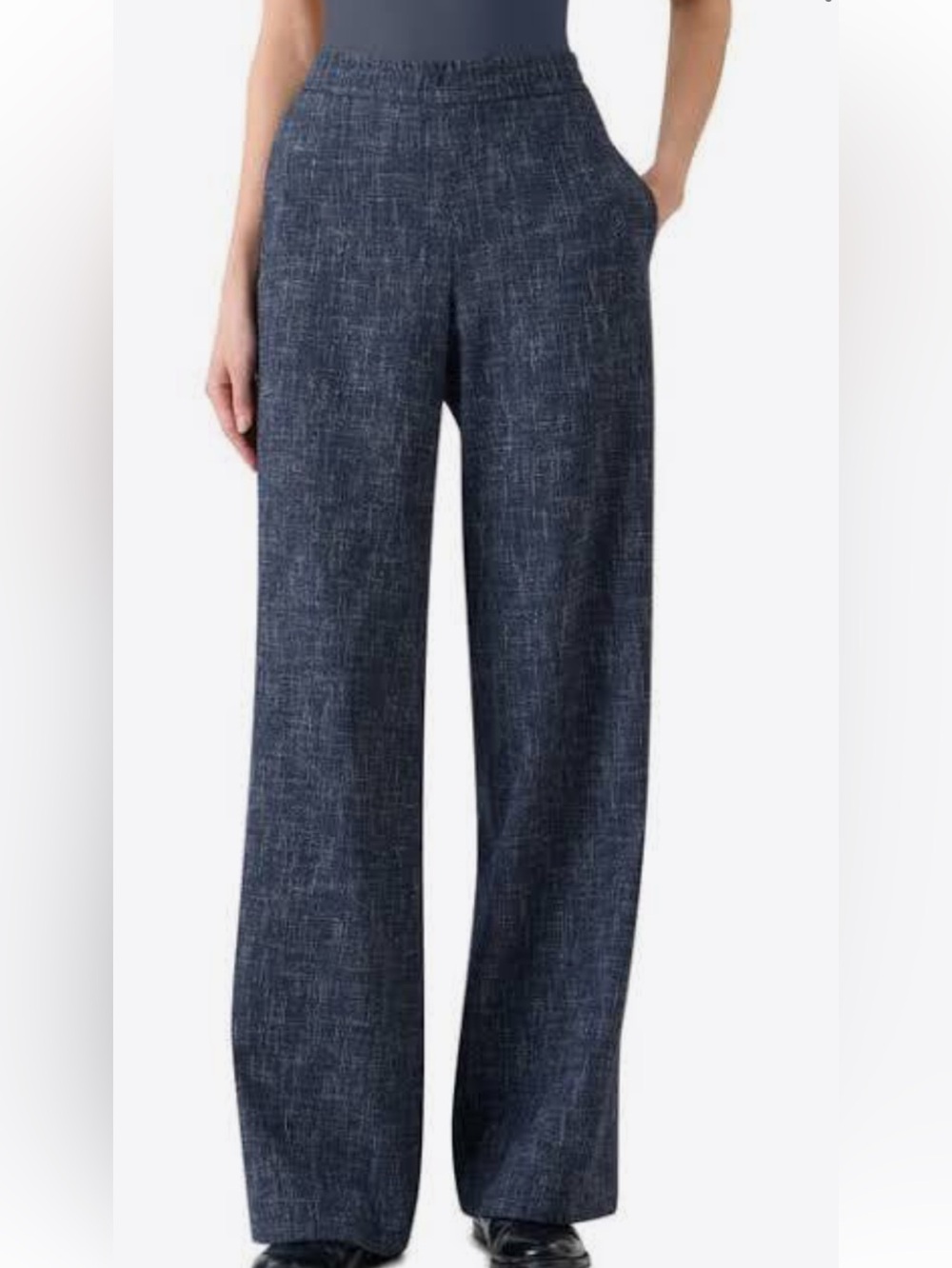 Vintage 1973 Armani Collezioni Navy and Gray Textured Trousers